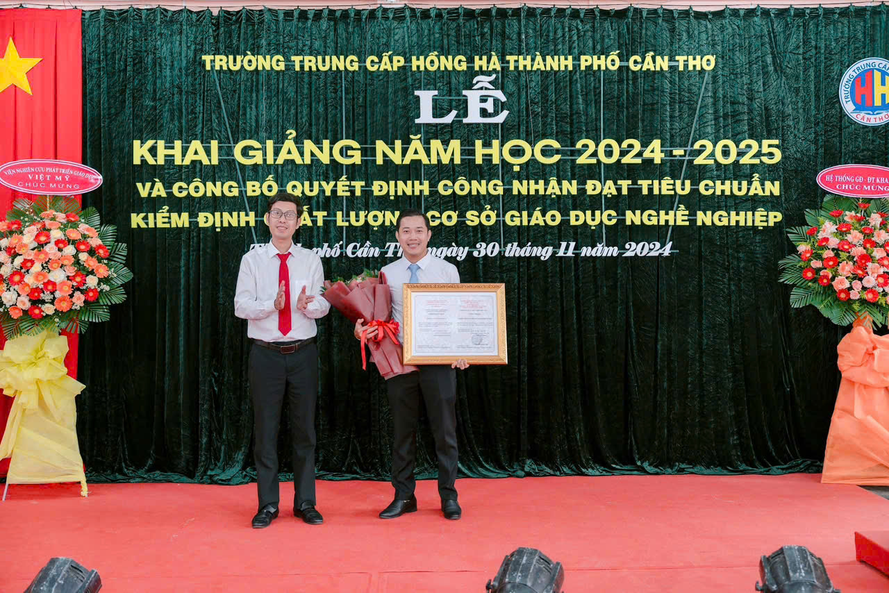 TRƯỜNG TRUNG CẤP HỒNG HÀ THÀNH PHỐ CẦN THƠ ĐẠT TIÊU CHUẨN KIỂM ĐỊNH CHẤT LƯỢNG NGHỀ NGHIỆP 3 2